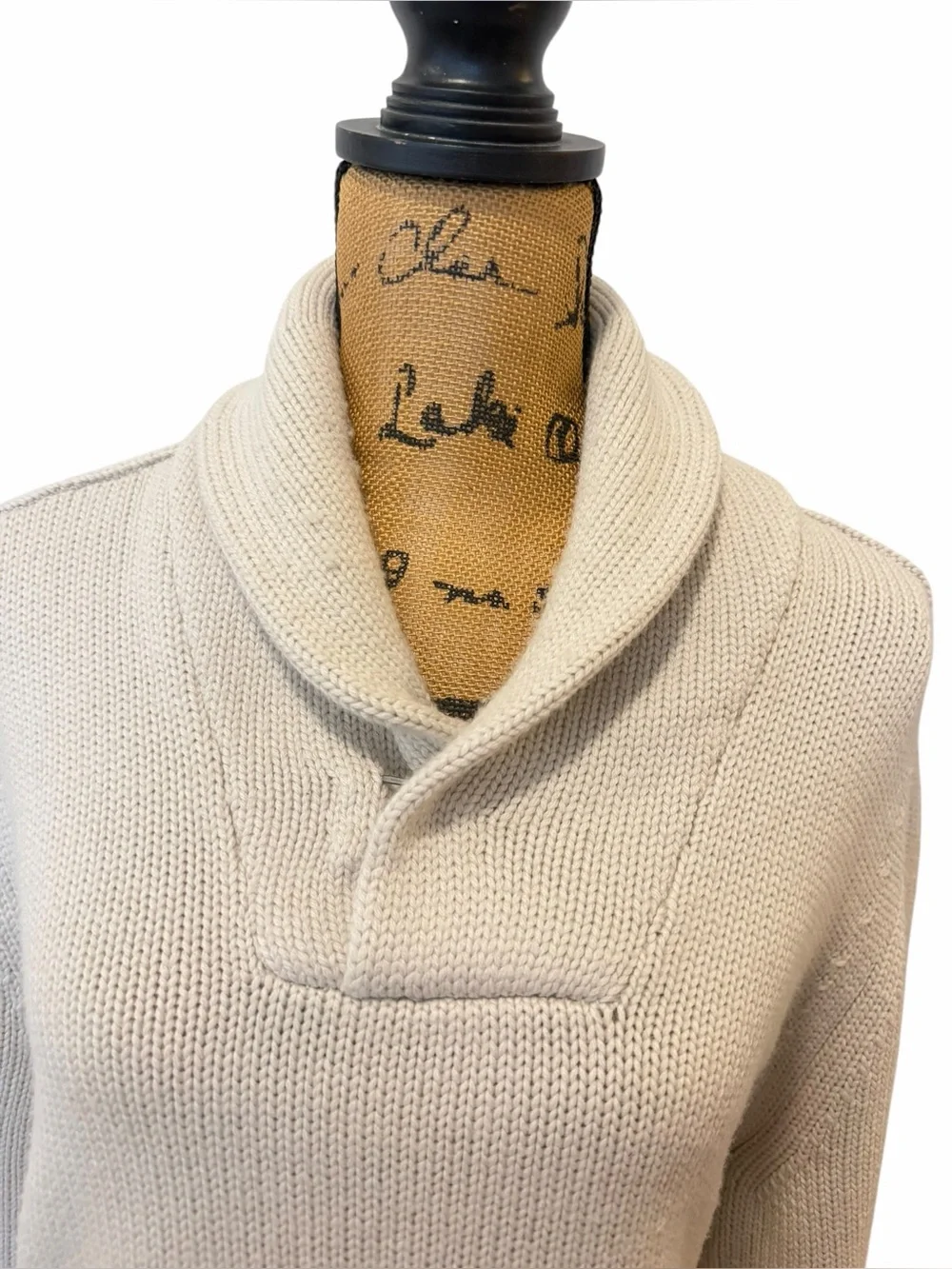 Banana Republic Men’s XL Extra Fine Italian Merino Wool Shawl Sweater Neutral